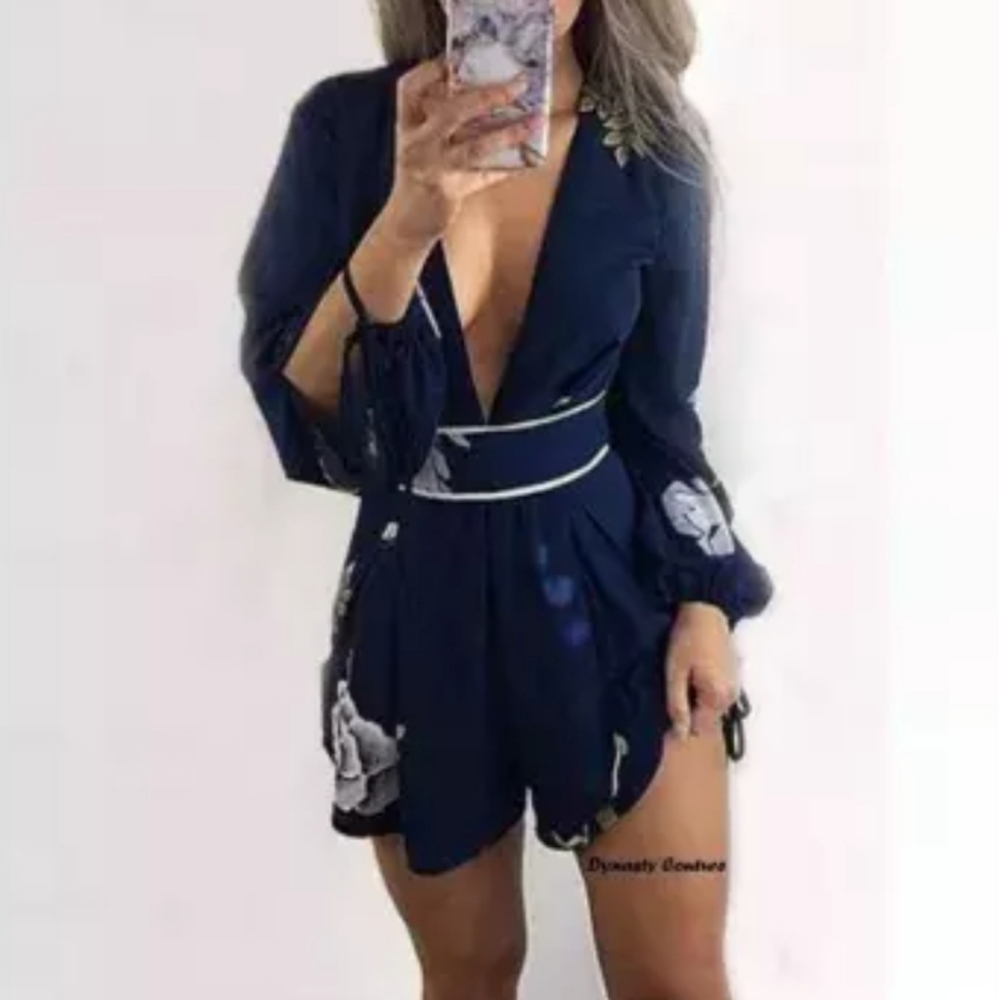Floral Navy Sleepwear Romper